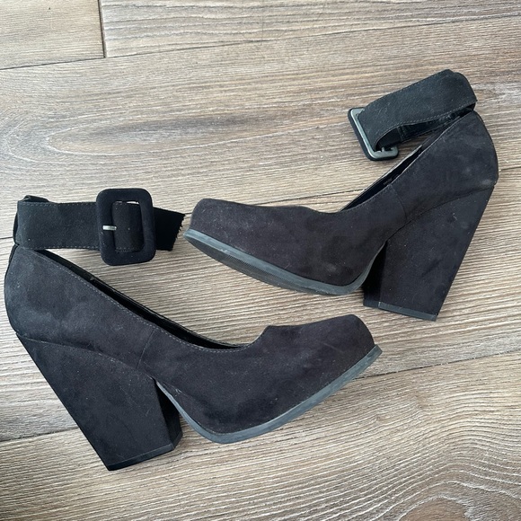 Heart Soul Shoes - Heart Soul Black Suede Platforms with Buckle